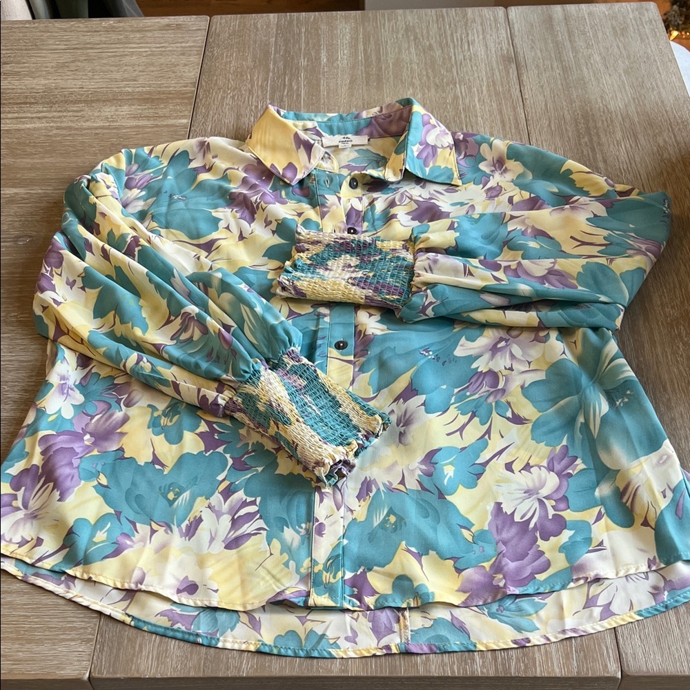 Entro Women's Floral Blouse in Yellow and Purple